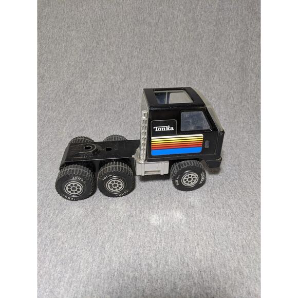 Vintage Tonka Black Semi Truck & Trailer BF Goodrich T/A Tires 1970’s 21 " USA - Picture 4 of 12